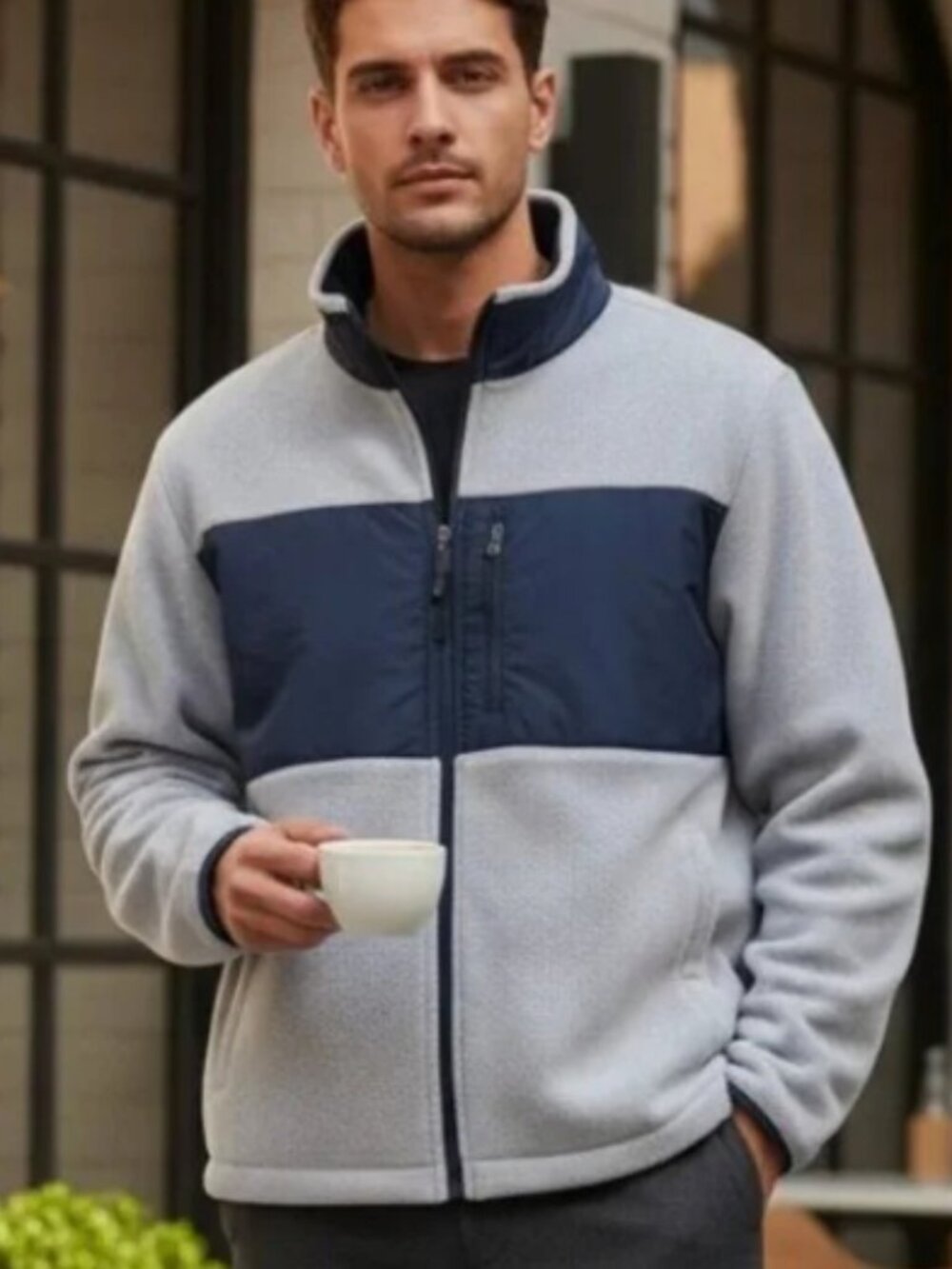 Mens Nautica Fleece Jacket Medium zip front